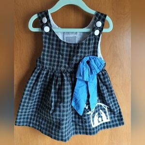 Lil Cactus Nativity Embroidered Plaid  Cotton Jumper Blue, Black, Red 12-18  Mos